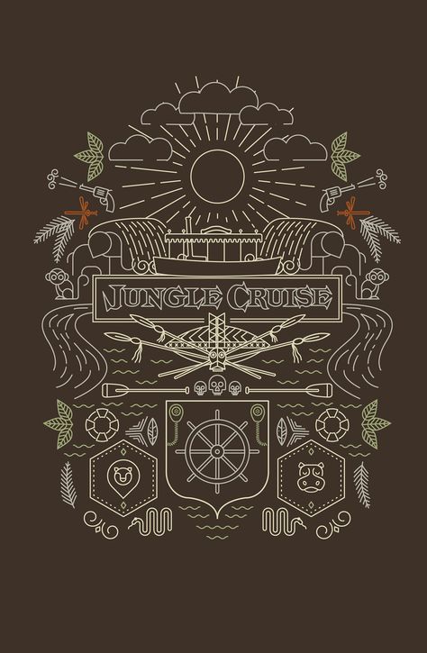 Jungle cruise Jungle Cruise Tattoo, Jungle Cruise Aesthetic, Adventureland Aesthetic, Jungle Cruise Disneyland, Adventurers Club, Disneyland Art, Disney Party Decorations, Silhouette Disney, Disneyland Rides