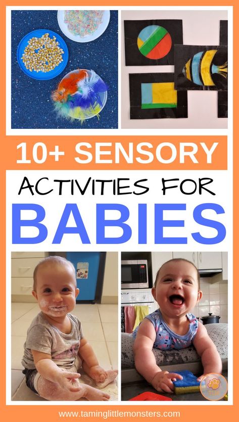 Check out these 10+ Sensory activities for babies. There are DIY sensory toys, taste safe sensory bins and more ideas for your baby to enjoy. Make tummy time fun with these easy sensory play ideas that can be used for babies from 3 months and up. Sensory Activities For Babies, Diy Sensory Toys, Activities For Babies, Diy Sensory, Infant Sensory Activities, Sensory Bags, Baby Sensory Play, Play Ideas, Baby Sensory