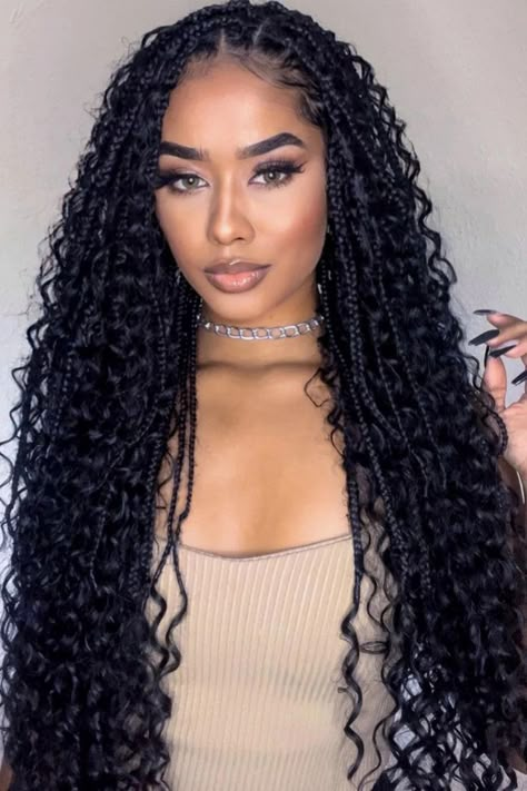 Styled Braids, Braided Hairdo, Bohemian Braids, Goddess Braids Hairstyles, Quick Braided Hairstyles, All Hairstyles, Box Braid, Hairstyle Look, Sleek Ponytail