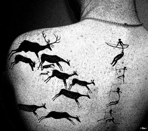 Cave Tattoo, Primitive Tattoo, Ancient Art Tattoo, 42 Tattoo, Taboo Tattoo, History Tattoos, Ancient Tattoo, Sigil Tattoo, Cave Art