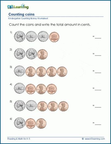 Students count coins and write down the value using the "cents" symbol.  Free | Worksheets | Math | Kindergarten | Printable Money Worksheets For Kindergarten, Kindergarten Money, Kindergarten Money Worksheets, Counting Coins Worksheet, Money Kindergarten, Counting Money Worksheets, Math Kindergarten, Early Science, Money Activities