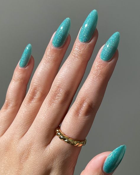 Pocket World Sheer Nail Polish, Sheer Nails, Teal Nails, Turquoise Nails, Beauty Hacks Nails, Nail Shimmer, Colorful Nails, Enamels, Pretty Acrylic Nails