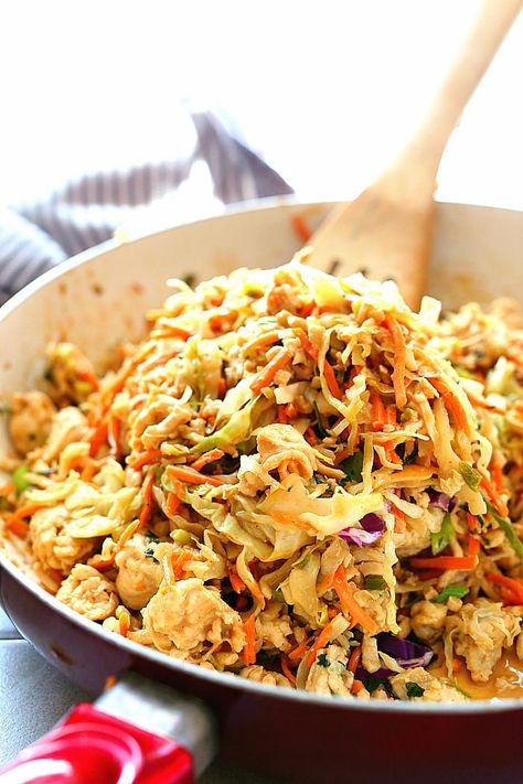 Thai Peanut Sauce Ground Turkey & Cabbage Bowls - Delightful Mom Food Cabbage Ground Turkey, Ground Turkey And Cabbage, Turkey And Cabbage, Ground Turkey Cabbage, Cabbage Bowls, Turkey Cabbage, Turkey Bowls, Turkey Bowl, Thai Peanut Sauce