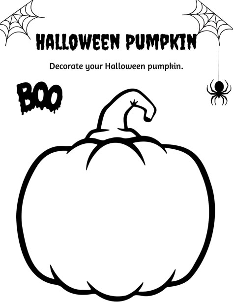 Decorate your pumpkin with this Halloween digital worksheet. That's totally printable. Cheap Halloween Crafts, Pumpkin Coloring, October School, Imprimibles Halloween, Halloween Crafts Preschool, Pumpkin Activities, Halloween Worksheets, Halloween Templates, Pumpkin Coloring Pages