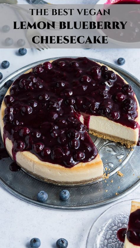 Blueberry Cheesecake Aesthetic, Dessert For Summer, Blueberry Cheesecake Bars, Blueberry Cheesecake Recipe, Dairy Free Cheesecake, Lemon Blueberry Cheesecake, Moist Lemon Cake, Cake Photoshoot, Homemade Graham Cracker Crust