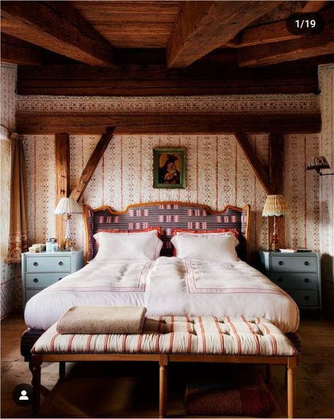 Alpine Interior, Indian Apartment, Swiss Ski, Whimsical Bedroom, Pine Beds, Alpine Chalet, Stinson Beach, Chalet Interior, Winter Retreat