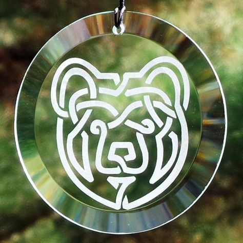 Etched Celtic Bear 4" Glass Ornament - Suncatcher, Bear, Sun-catcher, Celtic Knot, Bear Knot, Viking Celtic Bear, Celtic Animals, Bear Tattoos, Bear Tattoo, Celtic Patterns, Celtic Knotwork, Celtic Symbols, Celtic Art, Bear Art