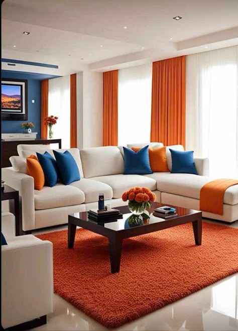 Latest Living Room Designs, Modern Sofa Living Room, Living Room Orange, Living Room Decor Colors, Apartment Living Room Design, Living Room Design Decor, Home Design Living Room, Living Room Decor Cozy, Stylish Living Room