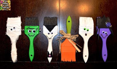 Halloween Paint Brushes Paintbrush Crafts, Diy Paintbrush, Upcycle Halloween, Halloween Blocks, Sea Starfish, Witch Painting, Spoon Crafts, Fall Arts And Crafts, Brush Art