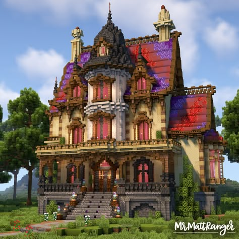 Minecraft Brick, Fantasy Victorian, Minecraft Medieval House, Minecraft Shops, Minecraft Kingdom, Case Minecraft, Minecraft Mansion, Minecraft Structures, Minecraft Cottage