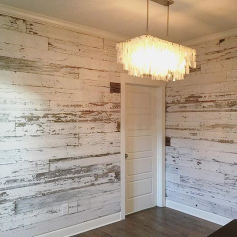 Here's a look at a recent white wall we created using our reclaimed white barn wood skins. White barn wood walls look so good. Wood Walls Bedroom, Barnwood Wall, Wood Walls, White Barn, Remodel Bedroom, Ship Lap Walls, Basement Remodeling, White Wall, Benjamin Moore