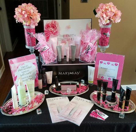 Mary Kay Display Table Mary Kay Spa Party Ideas, Cosmetic Vendor Table Display Ideas, Mary Kay Display Ideas Vendor Events, Mary Kay Table Display, Beauty Vendor Table Display Ideas, Makeup Vendor Table Ideas, Mary Kay Display Ideas, Mary Kay Table Display Vendor Events, Mary Kay Party Ideas Display