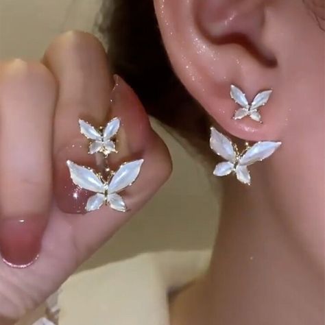 Bride Theme, Dragon Goddess, Flower Epoxy, Epoxy Earrings, Double Stud Earrings, Thirteenth Birthday, Earrings Cuffs, Unique Butterfly, Stud Earrings Unique