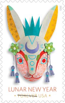 U.S. Postal Service Reveals Stamps for 2023 - Newsroom - About.usps.com Year Of The Rabbit 2023, New Year Menu, Rabbit 2023, The Year Of The Rabbit, Asian Artwork, Rabbit Crafts, 2023 Art, Stamp Catalogue, New Year's Food