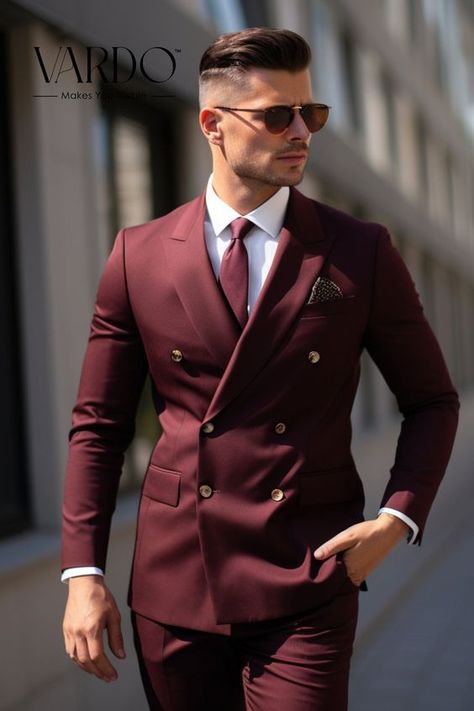 the suit was very heavy and not the pattern I ordered. the size was also small. Im trying to return the suit but its not letting me. will not suggest you buy this Double Breasted Suit Men, Event Attire, 4 Fingers, Suit Prom, Mens Wedding Suits, Stylish Mens Suits, Gala Event, Burgundy Suit, Dress Suits For Men