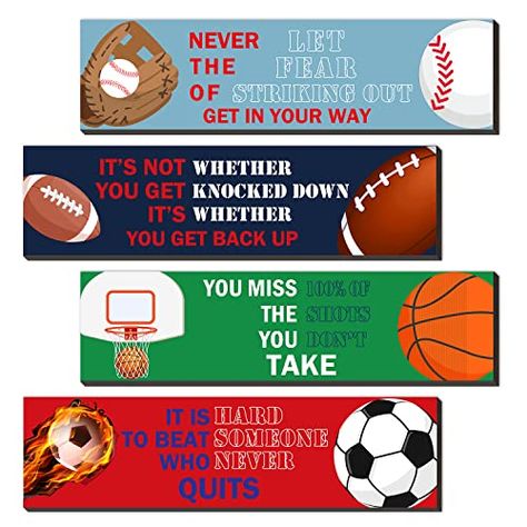 Sports Theme Classroom, Encouraging Art, Playroom Classroom, Bedroom Quotes, Sport Quotes Motivational, Fa Fal, Sports Room, Sports Wall, Bedroom Playroom