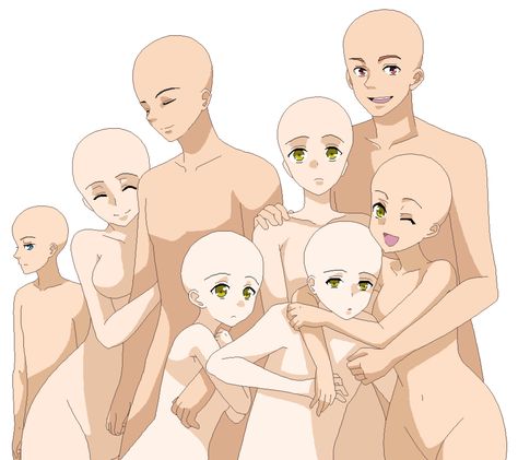 Request: Family Portrait by Piku-Seru Funny Templates, Rose Henna, Chibi Poses, Art Tut, Family Portrait Drawing, Artist Ideas, Base Anime, I Love You Drawings, Manga Tutorial