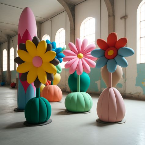 Ken Kelleher, Mira Mikati, Pinned Post, New York School, Event Props, Flower Sculptures, Artistic Installation, Giant Flowers, Sculpture Installation