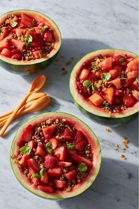 Watermelon Recipes Perfect for Summer – SheKnows Watermelon Breakfast, Pretty Breakfast, Strawberry Granola, Breakfast Bowls Recipe, Watermelon Strawberry, Granola Breakfast, Wheat Berries, Strawberry Yogurt, Watermelon Salad