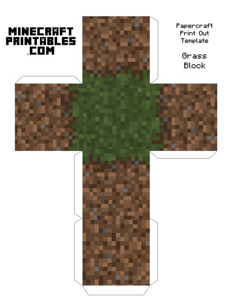 Free Printable Minecraft Grass Block Papercraft Template. Print, cut out and fold to create your own Minecraft Grass Blocks. Perfect Papercraft for kids and Minecraft Birthday Parties. Minecraft Grass Block Printable, Free Printable Minecraft, Minecraft Printable, Minecraft Png, Printable Minecraft, Grass Block, Minecraft Templates, Cube Template, Minecraft Printables