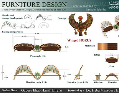 Pharaonic Interior Design, Pharonic Furniture, Furniture Design Portfolio, Farmhouse Gate, Egyptian Interior, Egyptian Design Pattern, Egyptian Furniture, Furniture 2023, Interior Design Sketchbook