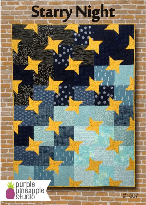 #quiltingpattern #quilter #quilt Tortiere Recipe, Starry Night Quilt, Quilts With Stars, Purple Pineapple, Wonky Star, Quilted Postcards, Pineapple Quilts, Pinwheel Quilts, Space Quilt