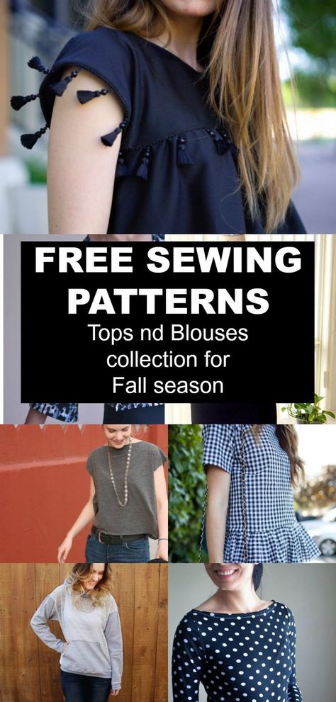 FREE PATTERN ALERT: Top and Blouses collection for the Fall season. Get access to a dozen of free sewing patterns and step by step tutorials Free Sewing Patterns For Women, Sewing Patterns For Women, Free Printable Sewing Patterns, Sewing Blouses, Sewing Tops, Diy Kostüm, Printable Sewing Patterns, Free Sewing Patterns, Top Sewing