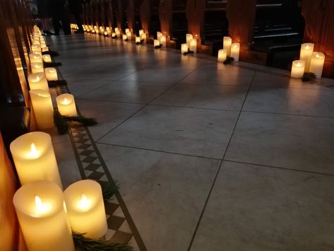 Flameless Candles Wedding Aisle, Fake Candles Diy, Candle Walkway, Candle Aisle Decor, Candle Pathway, Led Candles Wedding, Wedding Aisle Candles, Flameless Candles Wedding, Aisle Candles