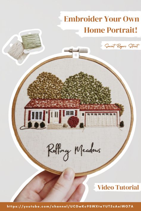 Architectural Embroidery, Embroidered House, Diy Embroidery Art, Photo Embroidery, Diy Embroidery Projects, Diy Instagram, Home Portrait, Boho Embroidery, House Portrait