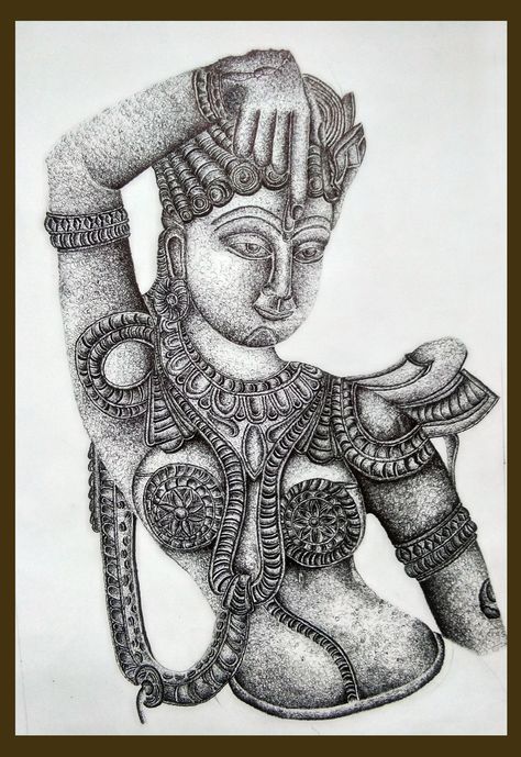 my ball pen sketch work.. using black ball pen,indian temple monoments. indian goddess,stone sculpture. Indian Sculpture Drawing, Ball Pen Sketch, Statue Sketch, Shading Drawings, Indian Doodle, Black Pen Sketches, Black Pen Drawing, Ma Durga, Rama Krishna