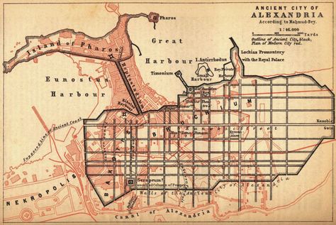 Map of Ancient Alexandria over the a map of the current city. How do you think it differs from Jess's Alexandria? Waterfront Promenade, Alexandria Map, Ancient Alexandria, Alexandria City, Ancient Library, Egypt Map, Master Planning, Library Of Alexandria, Alexandria Egypt