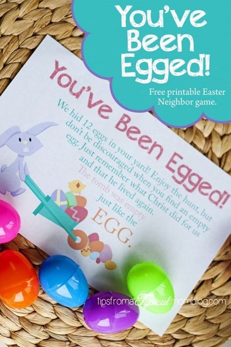 You've Been Egged Neighbor Game. One of the eggs is empty to remind us of the Resurrection. So much fun for the kids to do! #Easter #Neighbor #Service #printable #free Easter Games, Easter Printables Free, Crafts Easter, Easter Inspiration, Easter Traditions, Easter Printables, Neighbor Gifts, Easter Time, Easter Activities