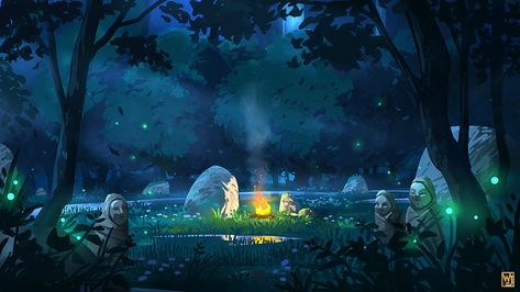 Forest Concept Art, Forest Concept, Childhood Images, Environment Painting, Scenery Background, Night Forest, Sacred Places, Breath Of The Wild, Environment Concept Art