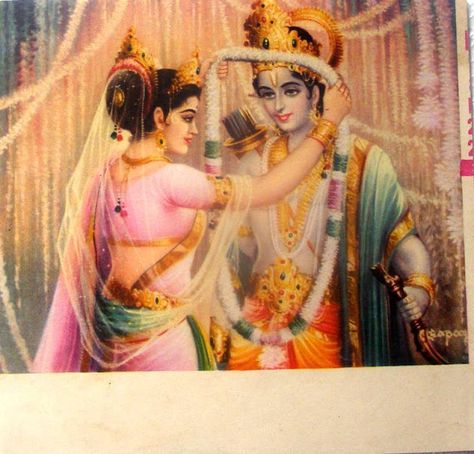 Love Indian art/prints  vintage print: Rama Sita wedding God Ram, Shri Ram Wallpaper, Rama Sita, Rama Image, Krishna Avatar, Indian Arts, Sita Ram, Lord Rama Images, Sri Rama