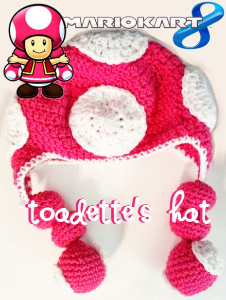 Toadette's hat from Mario Kart 8 made by The Craftzilla See more at https://www.facebook.com/thecraftzilla Toadette Crochet Hat Pattern, Crochet Toad Hat Mario, Crochet Yoshi Hat Pattern, Mario Toad Crochet Hat Pattern, Crochet Toadette Hat, Mario Character Costumes, Toadette Costume, Mario Kart Costumes, Mario Halloween Costumes