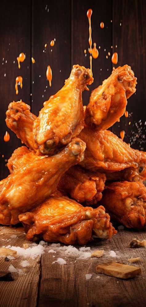 Chicken Wings Creative Ads, Chicken Wings Photography, Pizza And Wings, Wings Menu, Wings Restaurant, Fast Food Advertising, Delicious Food Image, Spicy Wings, Bread Packaging