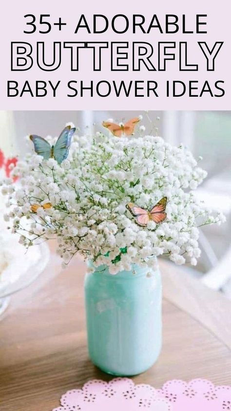 Elevate your baby shower with whimsical Butterfly Theme Ideas! Explore DIY decor and butterfly centerpieces for a stunning celebration. Transform your event planning with easy and charming suggestions for a girl's baby shower theme. Butterfly Party Centerpieces, Butterfly Baby Shower Ideas, Butterfly Baby Shower Centerpieces, Baby Shower Color Themes, Butterfly Baby Shower Favors, Butterfly Baby Shower Decorations, Diy Baby Shower Centerpieces, Butterfly Centerpieces, Butterfly Baby Shower Theme