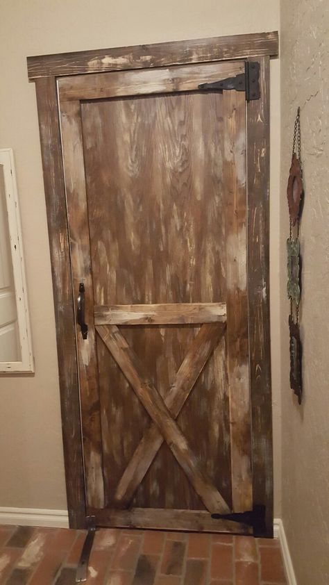 Faux Barn Door, Hollow Core Door Makeover, French Door Decor, Diy King Headboard, Barn Door Diy, Door Redo, Small Closet Door Ideas, Grey Interior Doors, Door Diy Projects