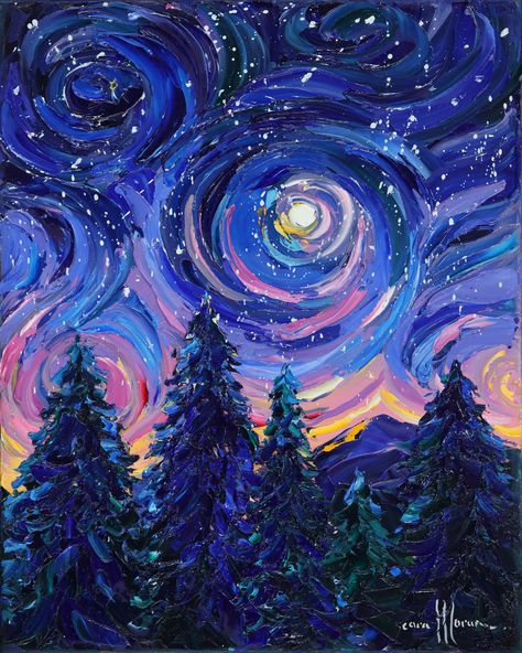 Star Painted Wall, Space Clouds Art, Painting Starry Night Sky, Night Acrylic Painting Sky, Sky Night Painting, Starry Night Inspired Paintings, Star Sky Painting, Painting Sky Acrylic, Star Sky Drawing