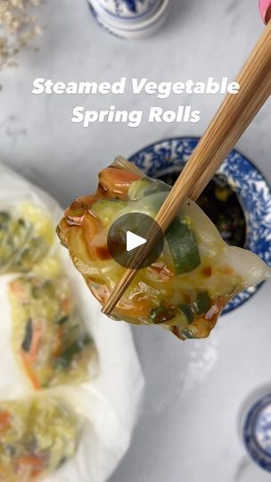 3.4K views · 900 reactions | Steamed Vegetable Spring Rolls

l’ve been seeing these steamed rice paper dumpling recipe and had to try it. I used cabbage, carrot and zucchini, but you can use whatever vegetables you like. It’s simple to make with sauteed vegetables. It’s so tasty and healthier than fried dumplings. Use your favorite dipping sauce and enjoy!

Cook Time: 45 minutes Makes: 15

2 tbsp oil
1 tsp ginger chopped
2 cloves garlic chopped
1 small onion sliced
1 cup cabbage sliced
1 carrot sliced
1 zucchini sliced
½ tsp salt
15 medium sized rice paper wrapper

Heat oil in a pan and turn the heat to medium high.
Add ginger, garlic and saute for 1 minute.
Add onion and saute for 2 minutes.
Add cabbage, carrot, zucchini and salt.
Cook for 5-7 minutes and remove from heat.
Dip the rice pa Steamed Rice Paper Dumplings, Veggie Rice Paper Dumplings, Pan Fried Spring Rolls Rice Paper, Vegan Spring Rolls Rice Paper, Vegetable Spring Roll Recipe Rice Paper, Rice Paper Recipes, Rice Paper Wrappers, Vegetable Spring Rolls, Fried Dumplings