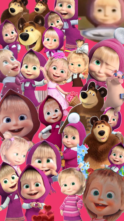 Masha And The Bear Cute, Masha And The Bear Wallpaper, The Bear Wallpaper, Funny Baby Cartoon, Masha And Bear, Baby Movie, Bear Cute, Masha And The Bear, Now And Then Movie