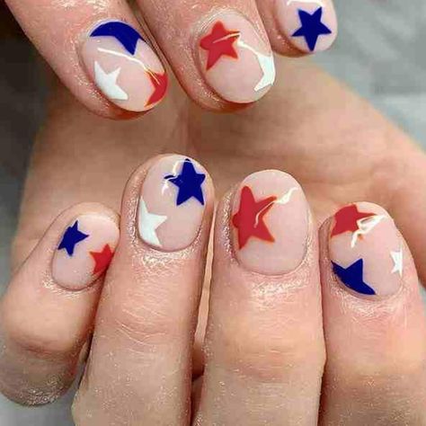 PRICES MAY VARY. 4th of July Press on Nails: There are 24 pcs medium length independence day press on nails in one pack, Beautiful independence day press on nails comes with has 12 different sizes, you can choose them to be polished to the most suitable size, it fits any finger perfectly. Easy to Use: You'll have a salon-quality manicure in just a few minutes, with no long waiting times. 4th of July Nails can be reused, If the false nail is not damaged, it can be reused again after removal. High Simple 4th Of July Nail Art, 4th Of July Short Nails, Fourth Of July Nails Short, 4th Of July Nails Short, Classy 4th Of July Nails, July Gel Nails, 4th Of July Gel Nails, 4th Nails, Patriotic Nails