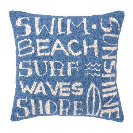 Surfers Paradise Pillow Surf Pillow, Beachy Pillows, Beach House Pillow, Ocean Home Decor, Hooked Pillow, Nautical Pillows, Beach Pillows, Coastal Pillows, Hooked Wool