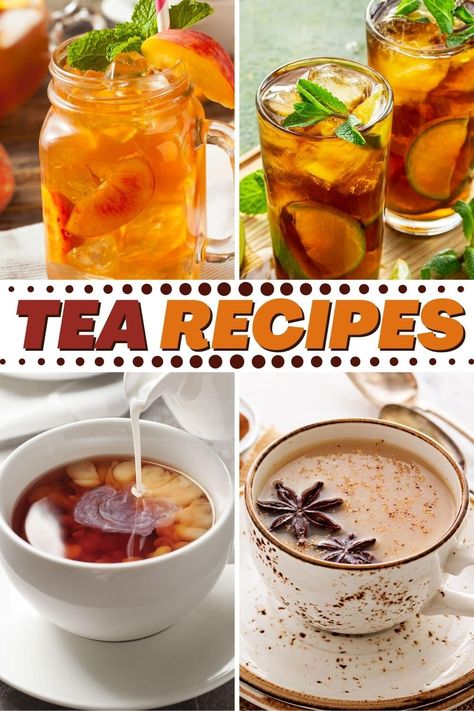 Try these tea recipes the next time you're looking for a tasty drink! From sweet tea to green tea to a chai tea latte, bring the tearoom right into your home. Diy Tea, Tea Time Food, Apple Tea, Chai Tea Latte, Tea Health Benefits, English Breakfast Tea, Tea Diy, Tea Latte, Lemon Tea