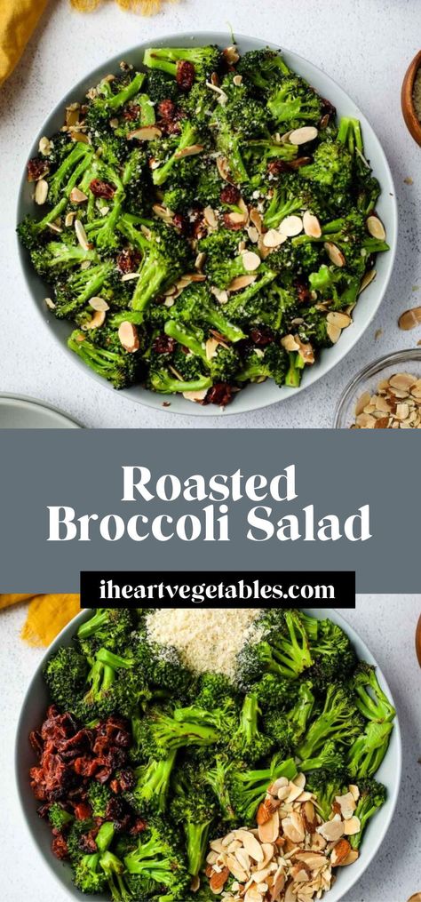 This roasted broccoli salad is made with tender broccoli, crunchy almonds, tart cranberries, and crispy panko crumbs for a uniquely delicious side dish. This salad can be served warm or at room temperature, making it a great meal prep recipe! Roasted Broccoli Salad, Broccoli Recipes Side Dish, Broccoli Side Dish, Broccoli Salad Recipe, Cranberry Salad, Panko Crumbs, Fresh Broccoli, Roasted Broccoli, Broccoli Salad