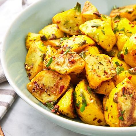 Patty Pan Squash - Delish.com Roasted Patty Pan Squash Recipe, Pan Squash, Summer Squash Recipes, Yellow Squash Recipes, Squash Recipe, Squash Recipes, Easy Food, Vegetable Sides, Veg Recipes