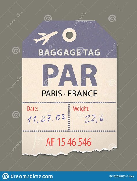 Vintage Luggage Tag, Vintage Retro Travel Paris France, Country Label. Stock Vector - Illustration of airline, flight: 132634833 Vintage Luggage Tags, Label Illustration, Travel Fashion Winter, France Country, Cardboard Design, Travel Words, Travel Paris, Vintage Luggage, Design Card