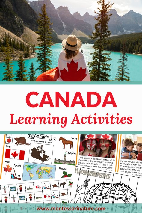 This All About Canada Country Pack provides an engaging and hands-on learning experience for preschool and primary students. This educational tool helps children learn about geography by exploring Canada, its culture, people, landmarks, animals, and flag. It improves their geographical knowledge, cognitive skills, fine motor skills, mastering of some early mathematic concepts and encourages curiosity. Canada Activities For Preschool, Canada Activities For Kids, Canada Preschool, Canada Facts For Kids, Canada Facts, Canada For Kids, Canada Project, Nature Printables, All About Canada