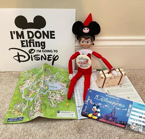 Elf On The Shelf Goes To Disney World, Elf On The Shelf Disney Theme, Mickey Elf On The Shelf, Elf On Shelf Vacation, Disney World Elf On The Shelf Ideas, Elf On Shelf Disney Ideas, Elf On The Shelf Disney Surprise, Elf On The Shelf Surprise Disney Trip, Elf On The Shelf On Vacation