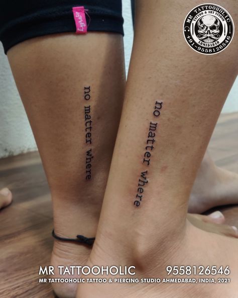 Any Tattoo & Piercing inquiry 🧿 📱Call:- 9558126546 🟢Whatsapp:- 9558126546 ______________________________ Adress:- FF 120, Above Jay Bhavani, Opp. Rahul Tower, Nr Gopi Restaurant, Anandnagar, Setellite, _________________________ #nomatterwheretattoo #nomatterwhere #qoutes #qoutestattoo #qoutesoftheday #verticaltattoo #smalltattoos #minimalisttattoo #ankletattoo #anklets #cutetattoo #fineline #besttattoos #bfftattoo #bestfriendstattoo #friendship #friendshiptattoo #friendshipgoals #friendshipgo Vertical Ankle Tattoo, No Matter Where Tattoo, Where Tattoo, Vertical Tattoo, Bff Tattoos, Friendship Tattoos, Piercing Studio, Ankle Tattoo, Tattoo Placement